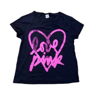 VICTORIAS SECRET PINK T Shirt Black Pink Medium